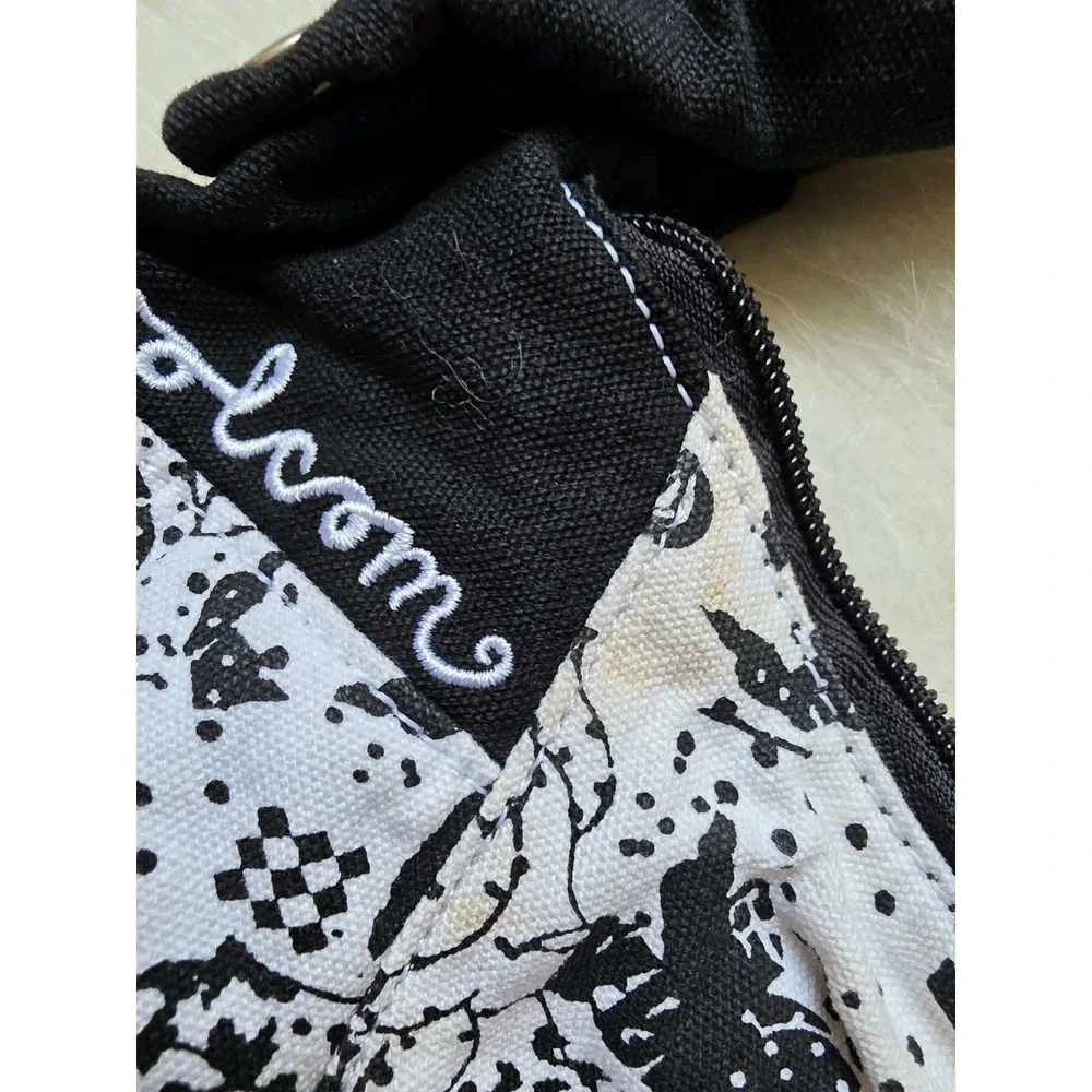 Volcom Shoulder Bag Black White Canvas Y2k Style Skater Large Hobo
